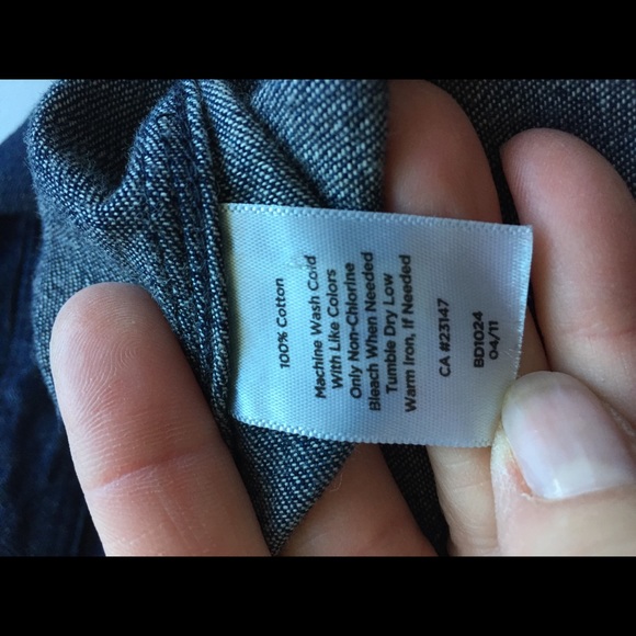 Talbots Dk Blue Denim Button Down Roll Tab Shirt - Picture 6 of 6